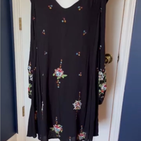 Free People Embroidered Swing Mini Dress Multicolor Black Size Large - Picture 5 of 11